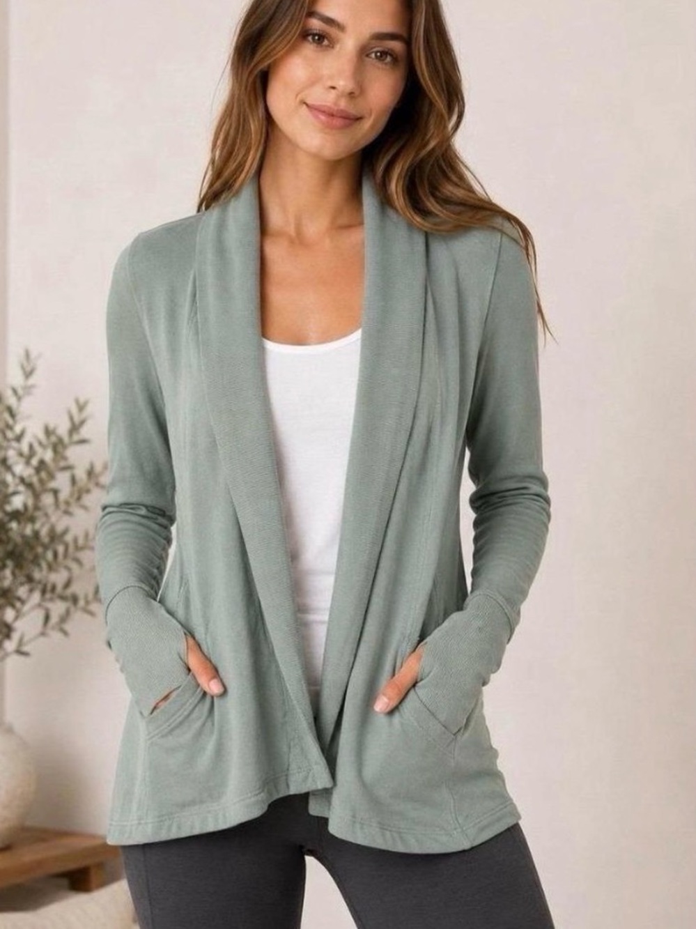 Athleta Pranayama Restore Wrap Cardigan - Sage Green XL